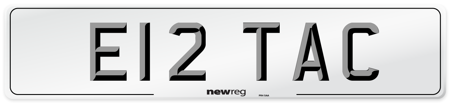 E12 TAC Number Plate from New Reg